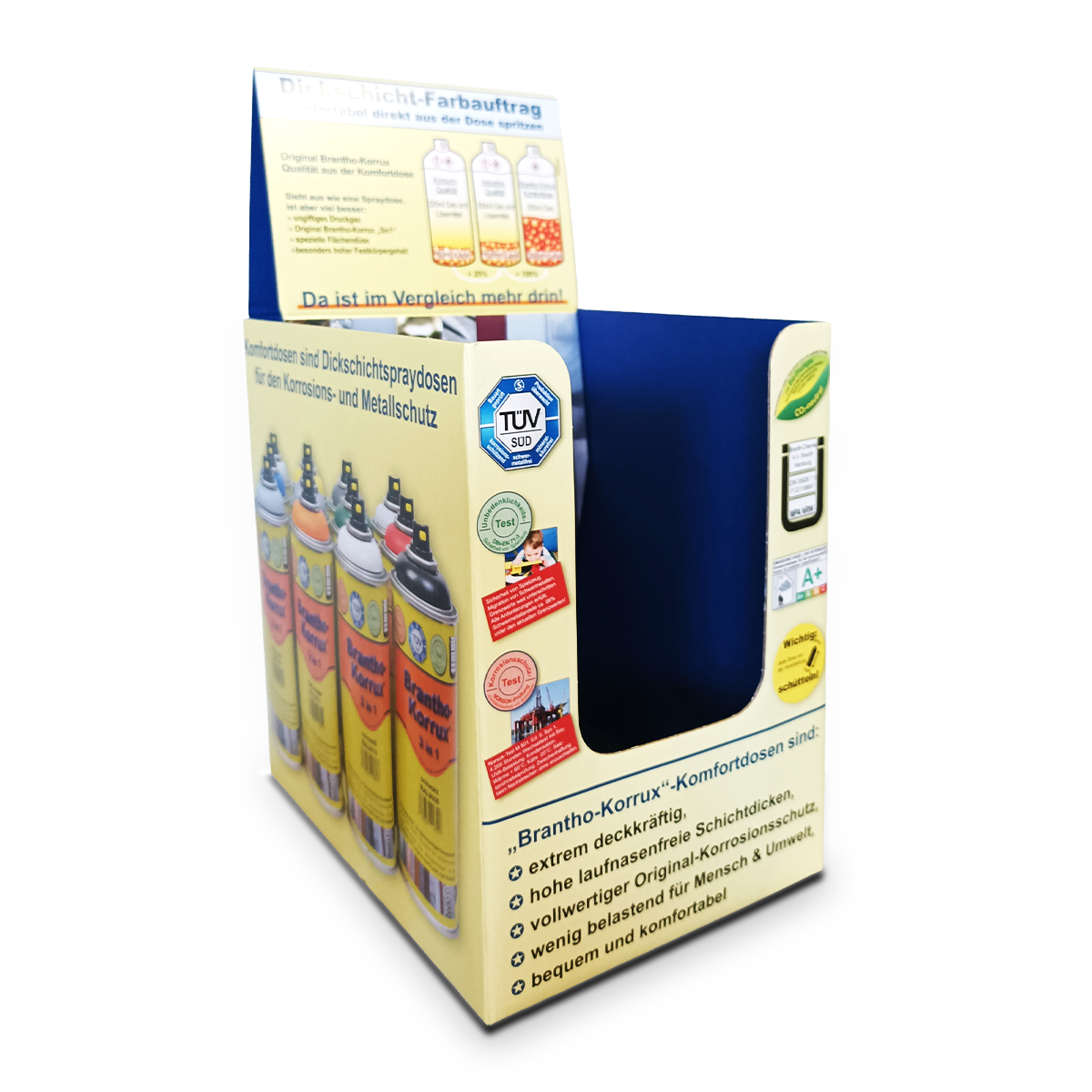 Fotografie des Farbdosen Displays