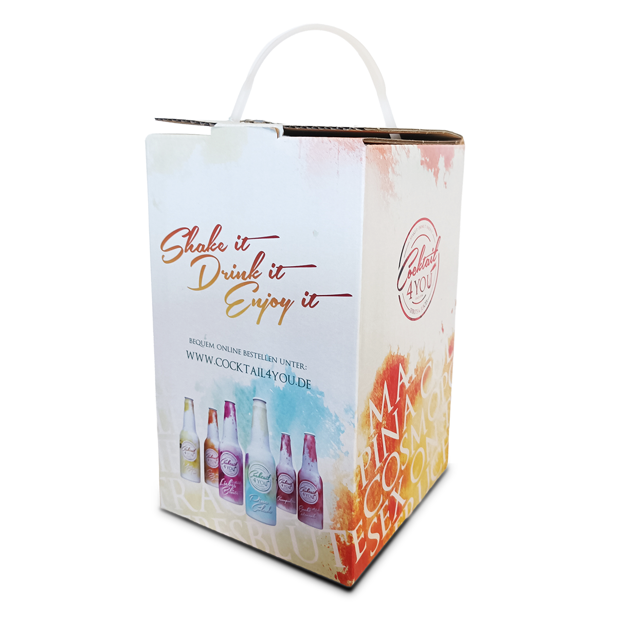 Fotografie eines Kartons mit Henkel zum Tragen