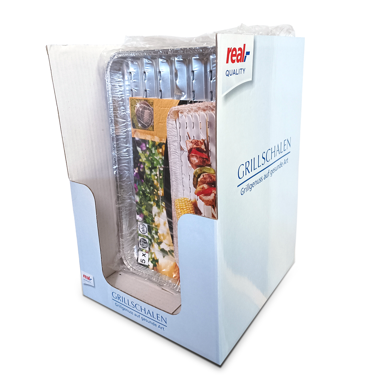 Fotografie des Thekenaufstellers für Grillschalen